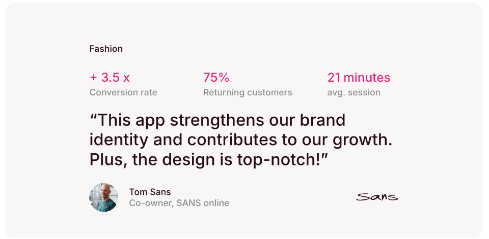 IMSHOP.AI client results — Sans.nl