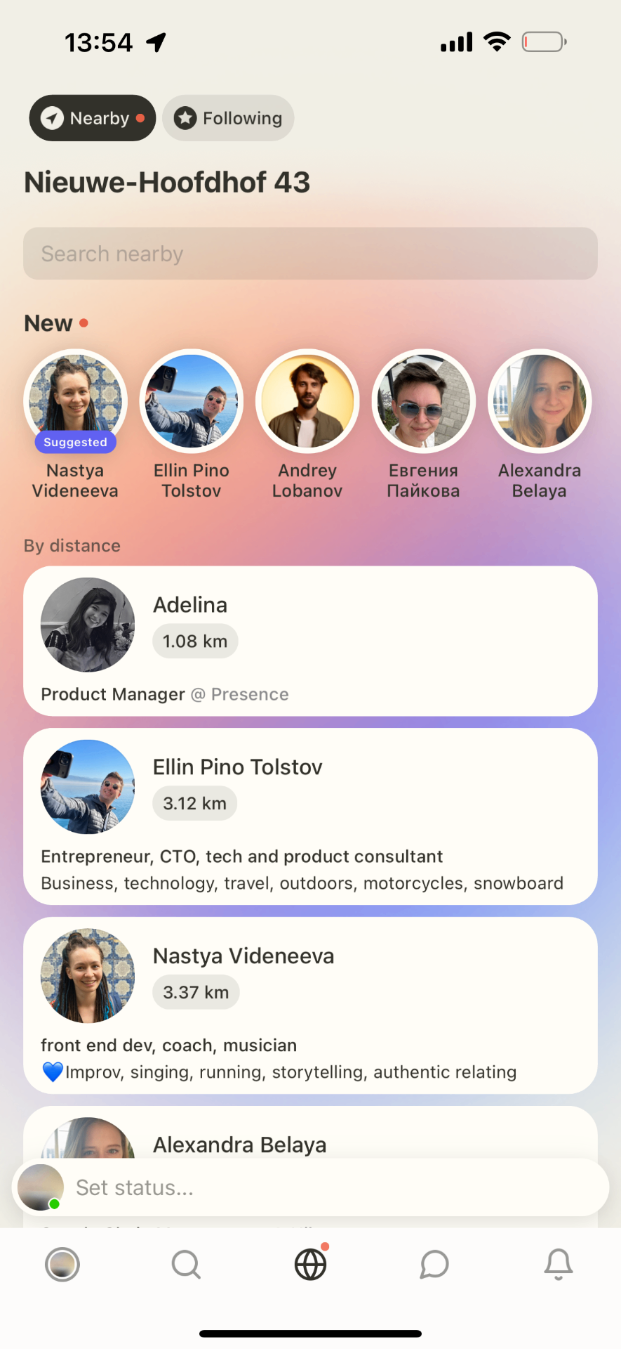 Presence app — discovery screen